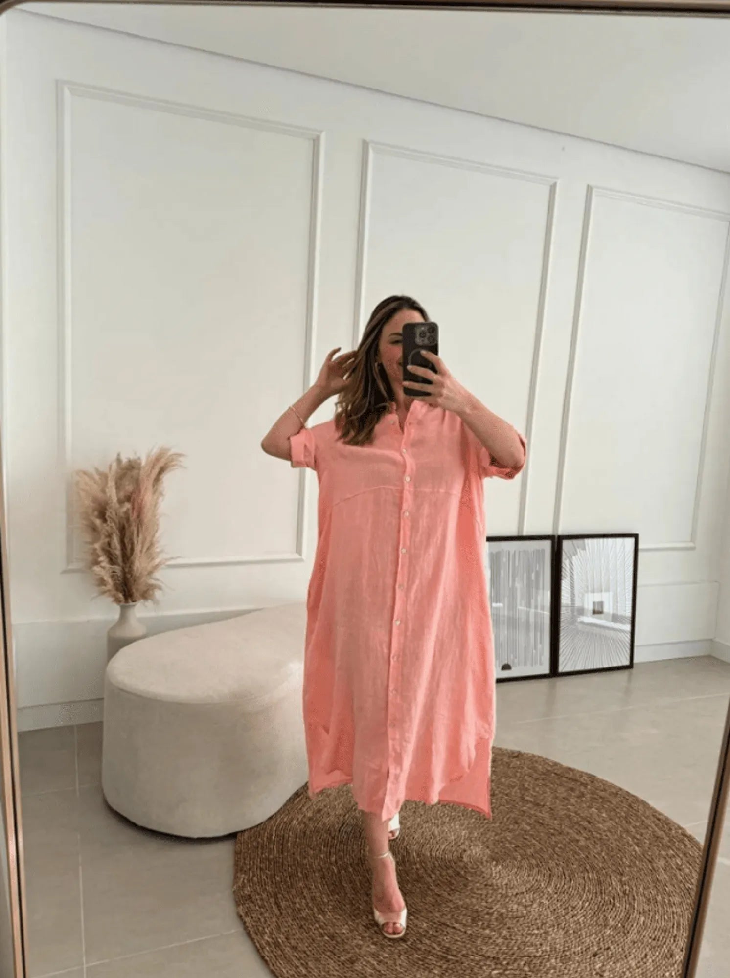 Chemise Mariana Lisa Longa - Tricô Salmão