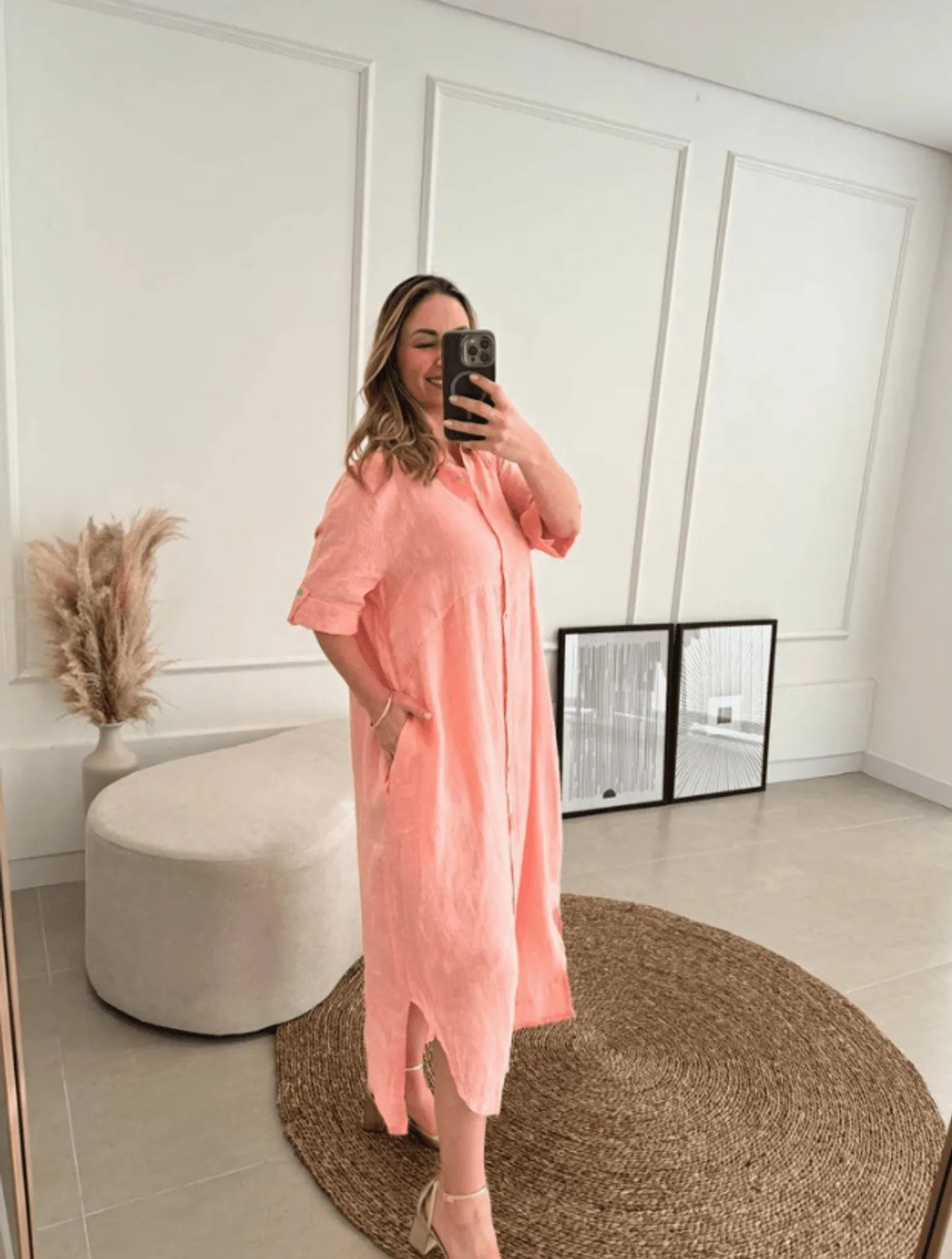 Chemise Mariana Lisa Longa - Tricô Salmão