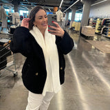 Casaco Transpassado Oversized  - Tricô Preto