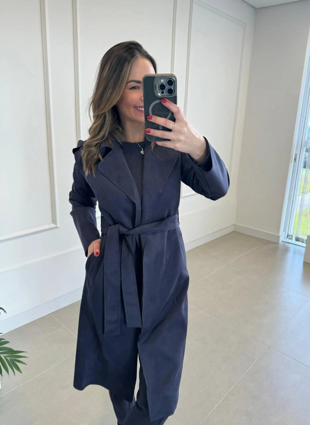 Casaco Suede Trench Coat Neo - Tricô