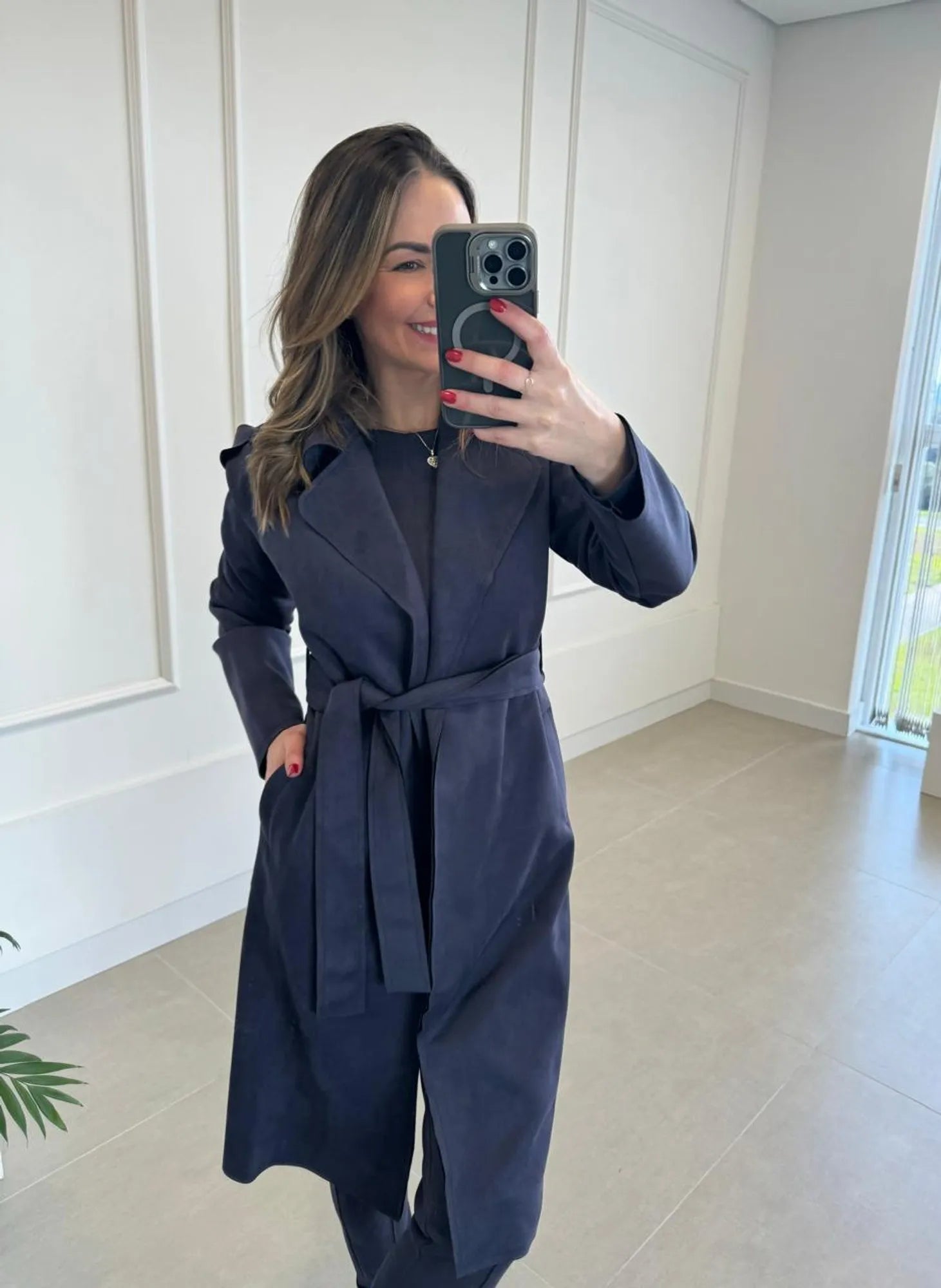 Casaco Suede Trench Coat Neo - Tricô