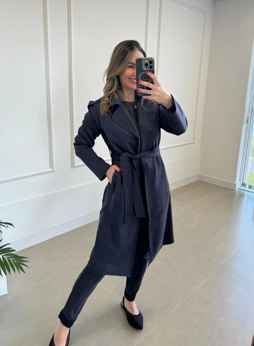 Casaco Suede Trench Coat Neo - Tricô