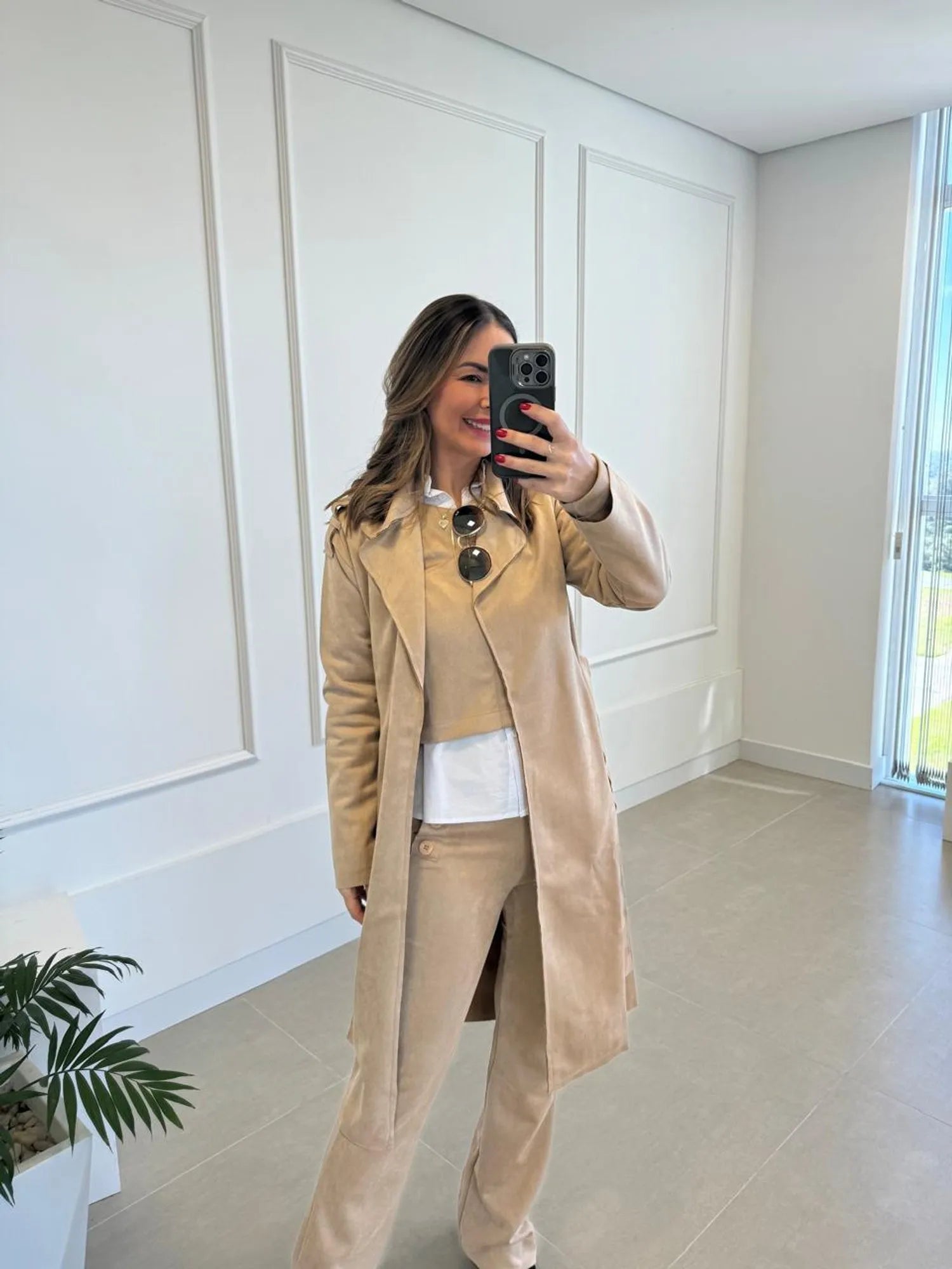 Casaco Suede Trench Coat Neo - Tricô