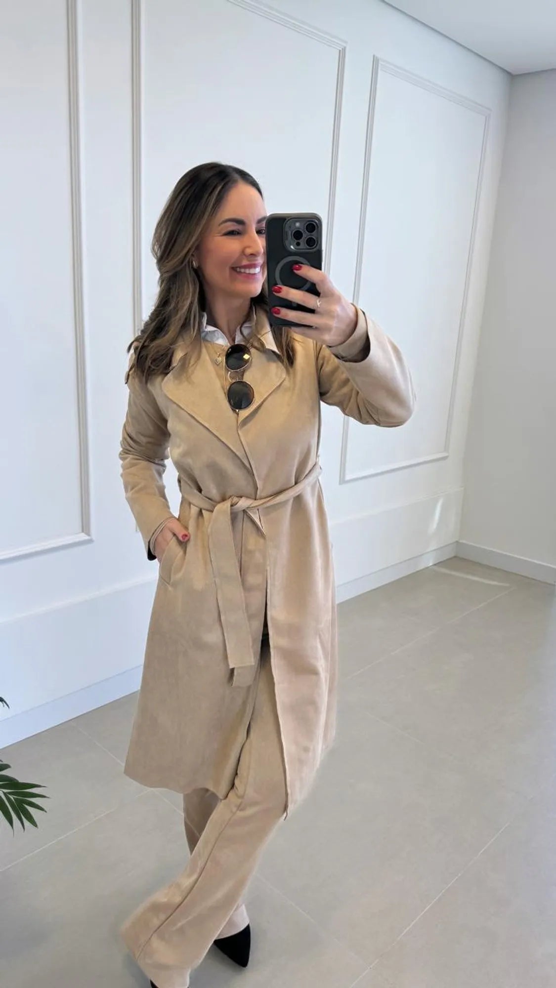 Casaco Suede Trench Coat Neo - Tricô