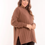 Blusa Laura Alongada Mullet Canelada - Tricô